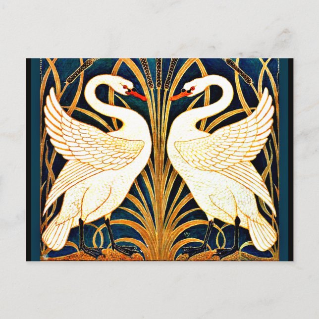 Swan and Rush and Iris, vintage design Postcard (Front)