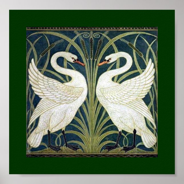 Swan and Rush and Iris wallpaper Poster (Front)