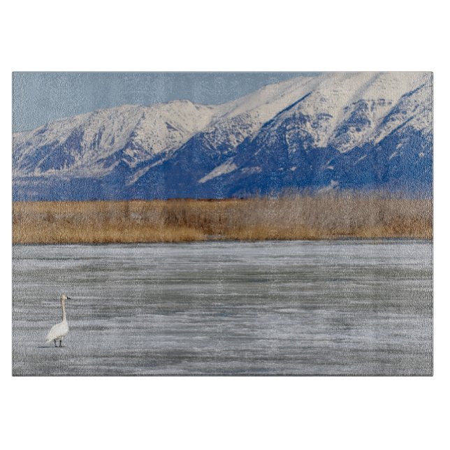 Swan and snow cutting board (Front)