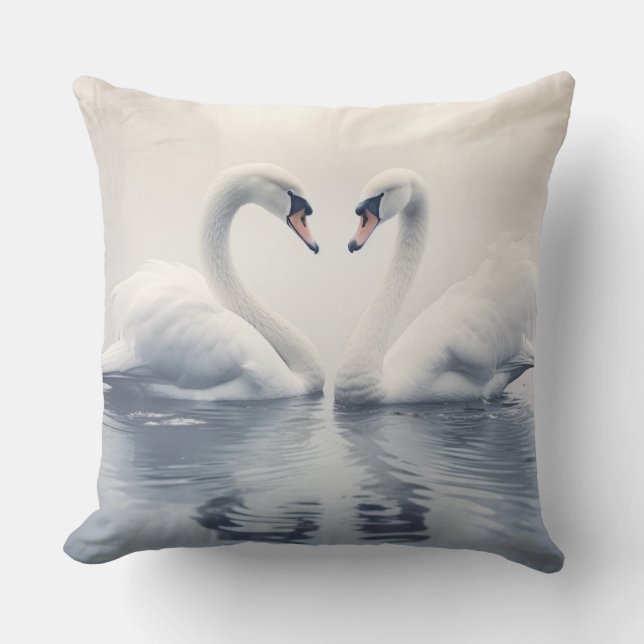 Swan Animal Bird Wildlife Wilderness Colourful Art Cushion (Front)
