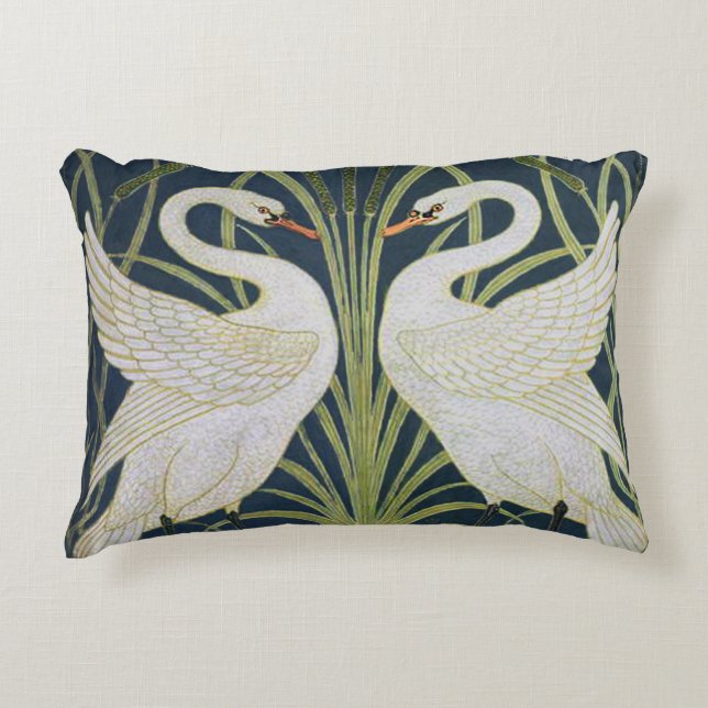 Swan Art Nouveau Two Swans  Decorative Cushion (Front)