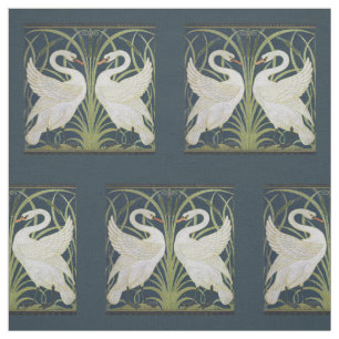 Swan Art Nouveau Two Swans  Fabric
