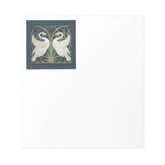 Swan Art Nouveau Two Swans  Notepad (Front)