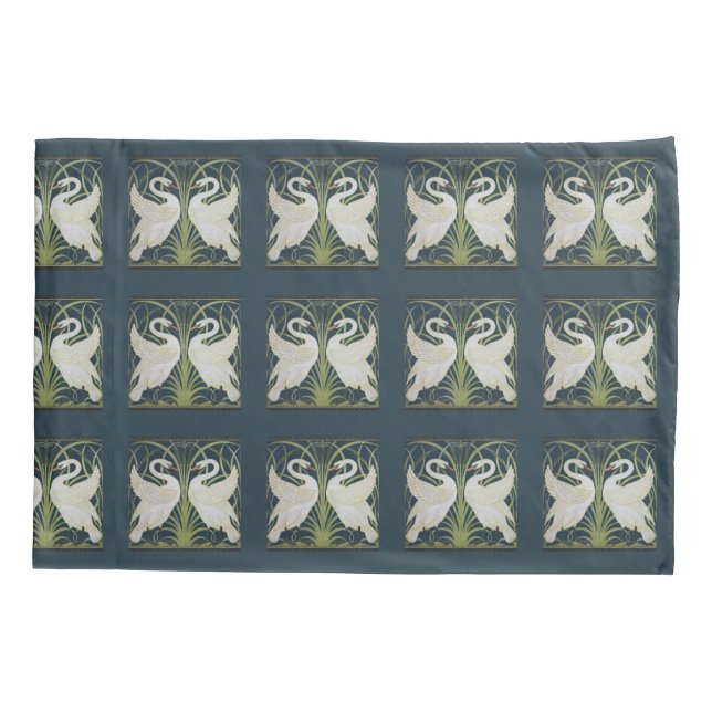Swan Art Nouveau Two Swans  Pillowcase (Back)