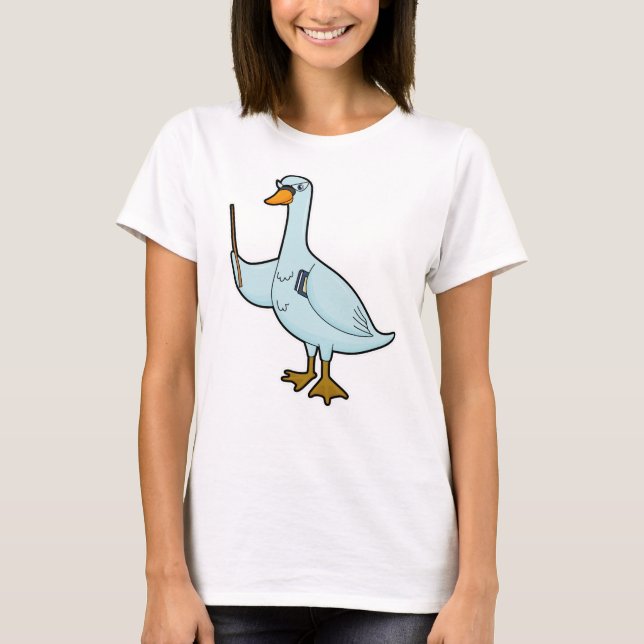 Swan as Teacher with Book & Pointer T-Shirt (Front)