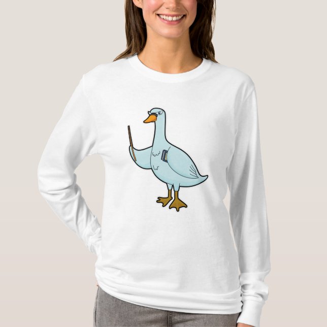 Swan as Teacher with Book & Pointer T-Shirt (Front)
