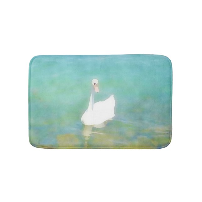 Swan at Lake Balaton - watercolor no2 Bath Mat (Front)