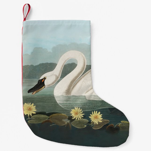 swan audubon bird white water swans small christmas stocking (Front)