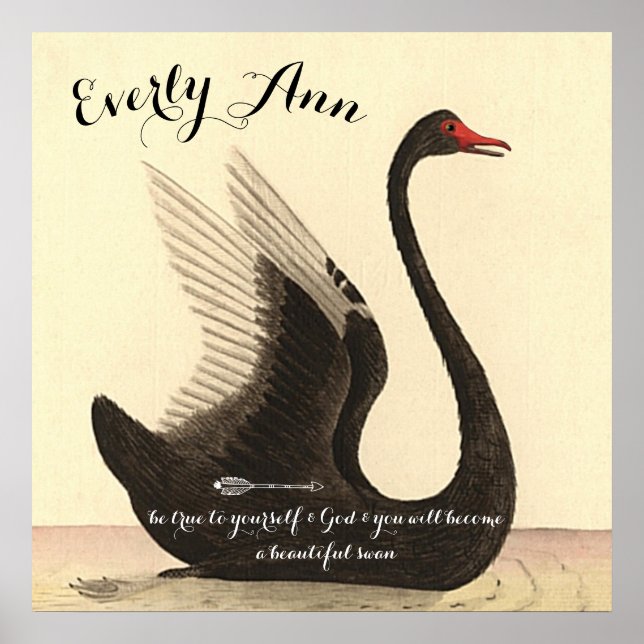 Swan Baby Girl Nursery Add your own quote Poster (Front)