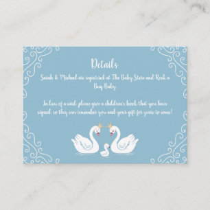 Swan Baby Shower Bird with Crown Co-Ed Blue Enclosure Card