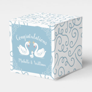 Swan Baby Shower Bird with Crown Co-Ed Blue Favour Box