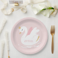 Swan baby shower girly pink aqua cute elegant