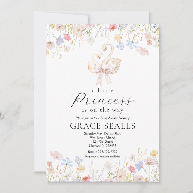 Swan baby shower invitation (Front)