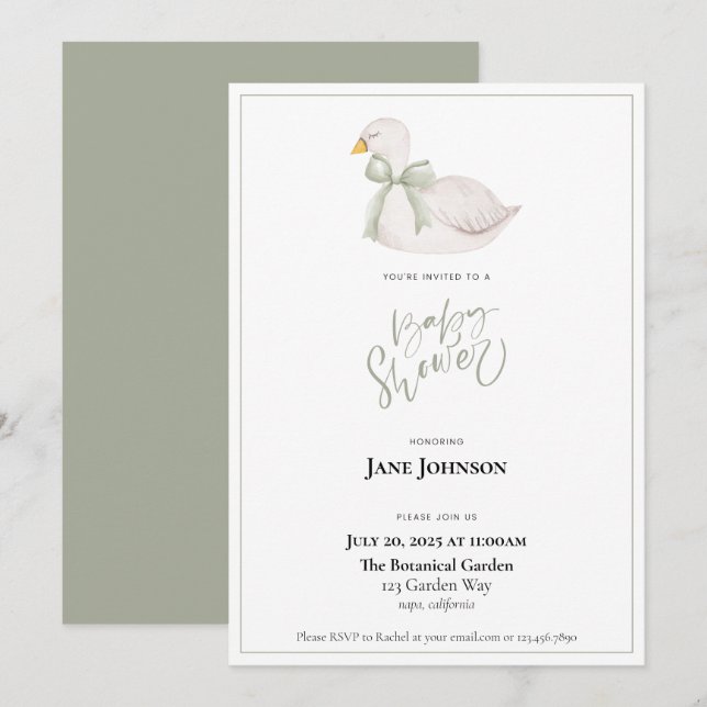 Swan baby Shower Invitation (Front/Back)