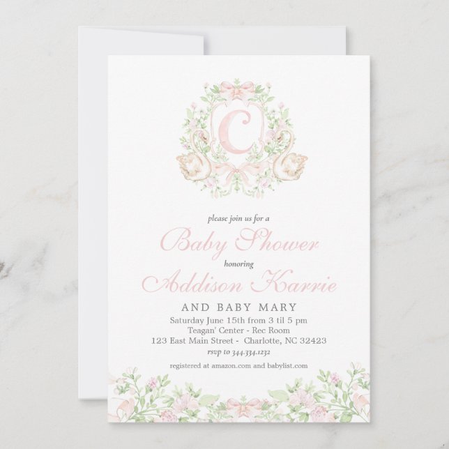 Swan Baby shower invitation (Front)