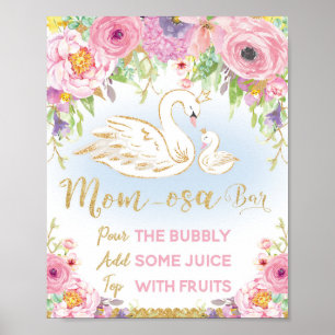 Swan Baby Shower Mum-osa Bar Sign Poster