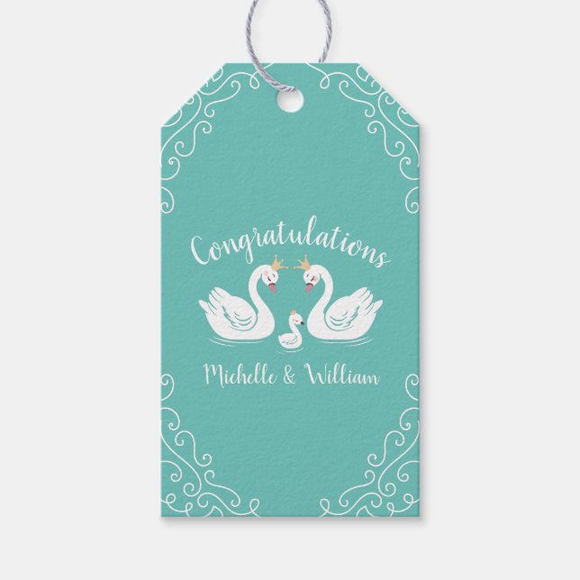 Swan Baby Shower Vintage Gift Tags (Front)
