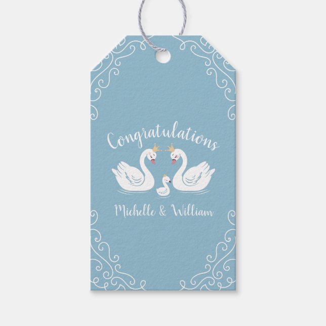 Swan Baby Shower Vintage Gift Tags (Front)