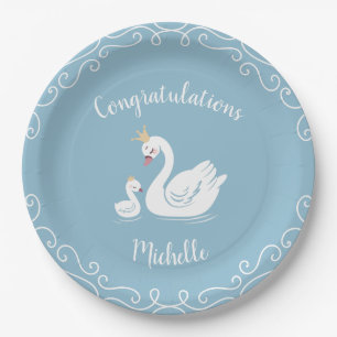 Swan Baby Shower Vintage Paper Plate