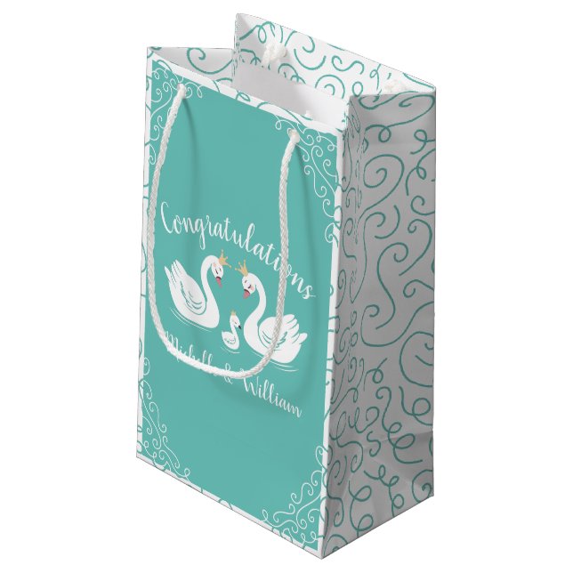 Swan Baby Shower Vintage Small Gift Bag (Back Angled)