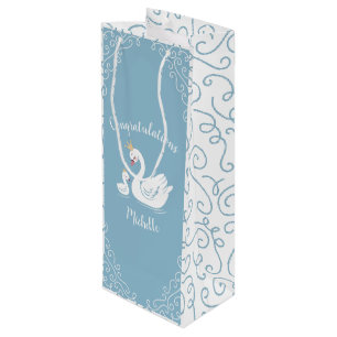 Swan Baby Shower Vintage Wine Gift Bag