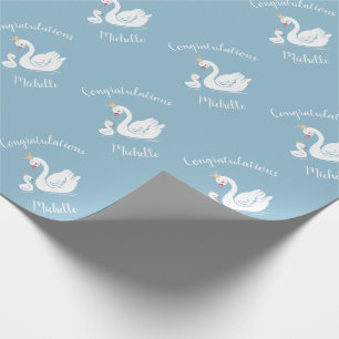 Swan Baby Shower Vintage Wrapping Paper