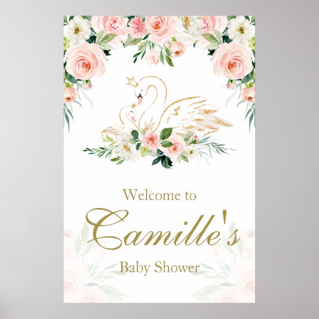 Swan Baby Shower Welcome Sign (Front)