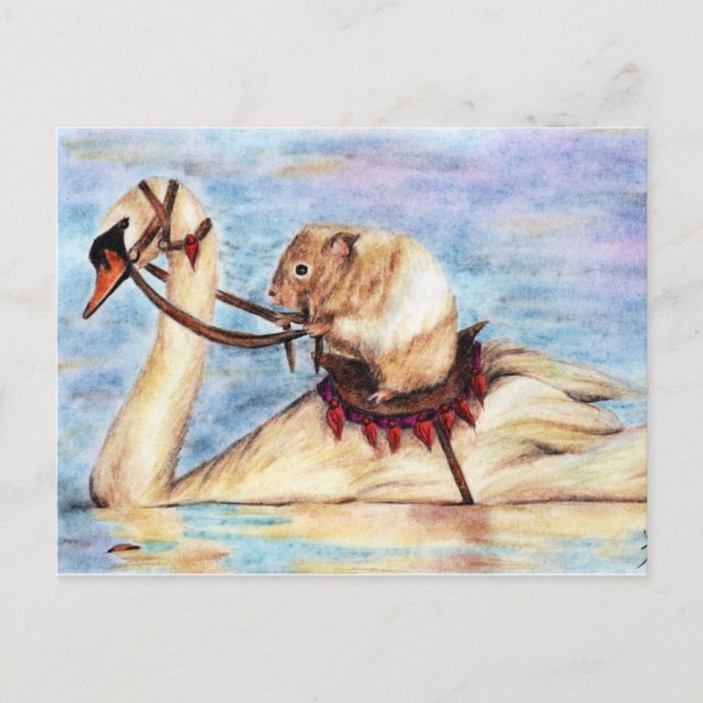 Swan Back Riding (Hamster) Postcards (Front)