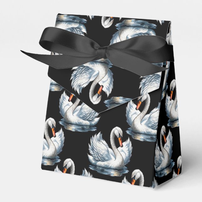 Swan Birds Pattern Design  Favour Box (Front Side)