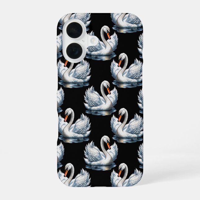 Swan Birds Pattern Design  iPhone 16 Case (Back)