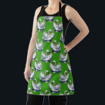 Swan Birds Pattern Design On Green  Apron<br><div class="desc">Swan Water birds animal seamless Repeat Pattern Design on Green Background</div>