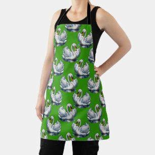 Swan Birds Pattern Design On Yellow  Apron
