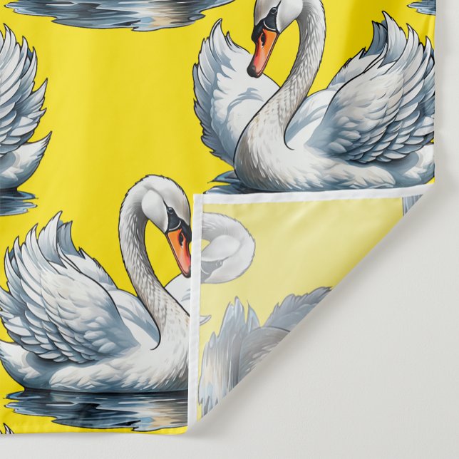 Swan Birds Pattern Design On Yellow  Fabric (Creator Uploaded)