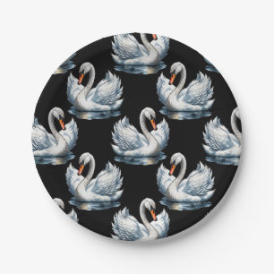 Swan Birds Pattern Design Paper Plate