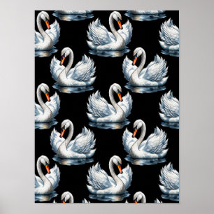 Swan Birds Pattern Design Poster