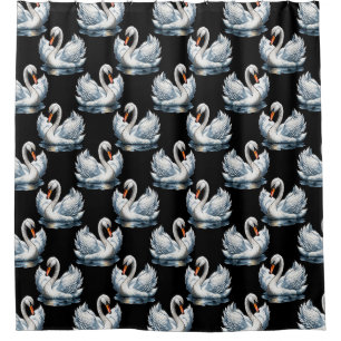 Swan Birds Pattern Design Shower Curtain