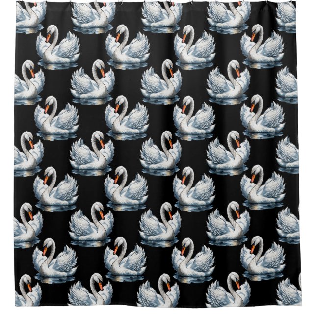 Swan Birds Pattern Design  Shower Curtain (Front)