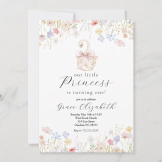 Swan birthday invitation, Swan Princess Birthday Invitation