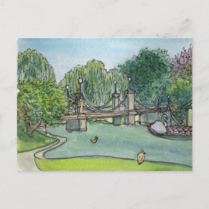 Swan Boats Boston Public Gardens Postcard