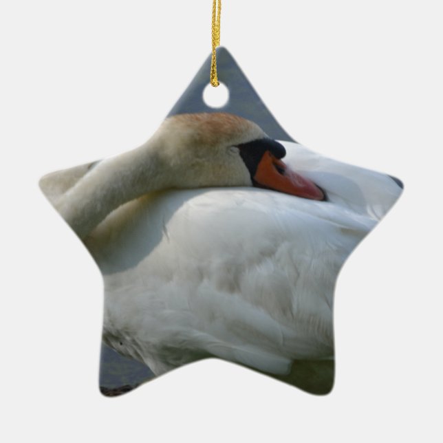 Swan Ceramic Tree Decoration (Front)