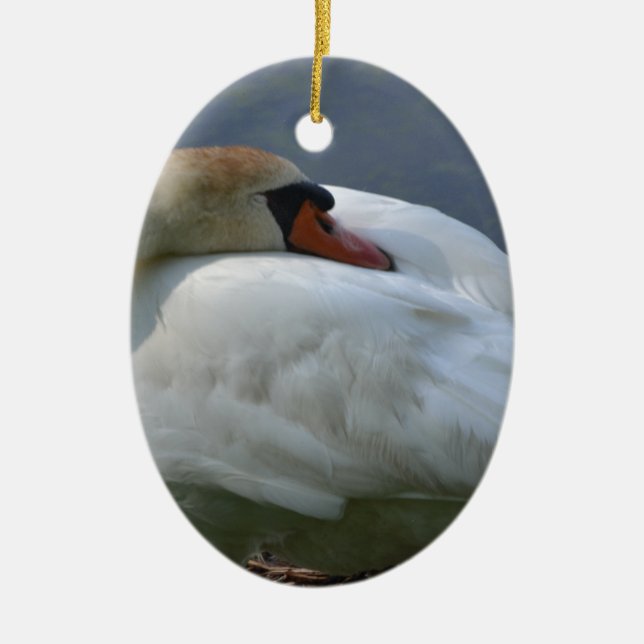 Swan Ceramic Tree Decoration (Front)