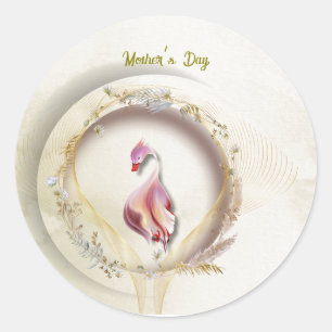 Swan chic MOTHER party  Classic Round Sticker