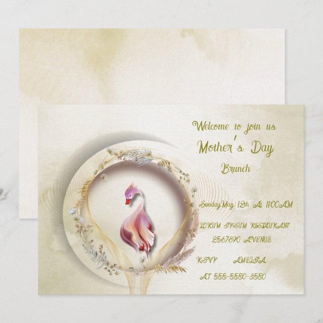 Swan chic MOTHER party  Invitation (Front/Back)