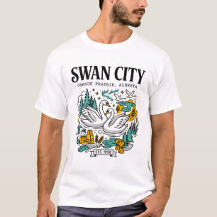 Swan City Grande Prairie Alberta Wildlife Illustra T-Shirt