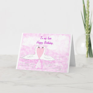 Swan couple love heart birthday card