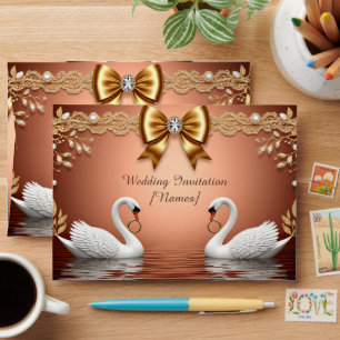 Swan Couple Rose Gold Wedding Theme Envelope