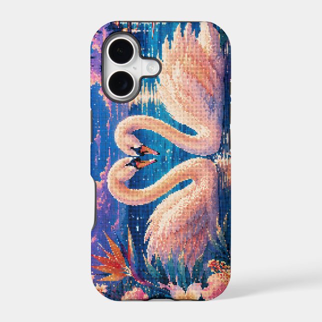 Swan Couple Tropical Date Night Geometric Style (Back)