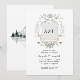 Swan Crest Elegant Lake Wedding Engagement Party Invitation