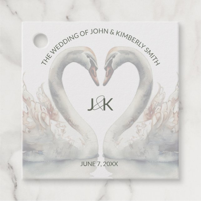 Swan Custom Wedding Favour Tags (Front)