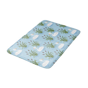 Swan Duck Pond Pattern Bath Mat